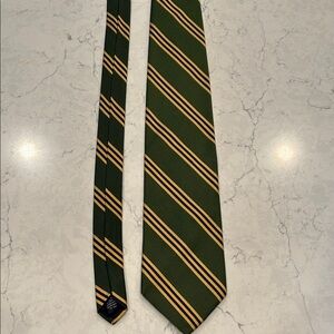 Brooks Brothers Green and Gold Diagonal Striped Tie
